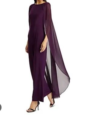 Ralph Lauren Deep Plum Cape-Back Jumpsuit